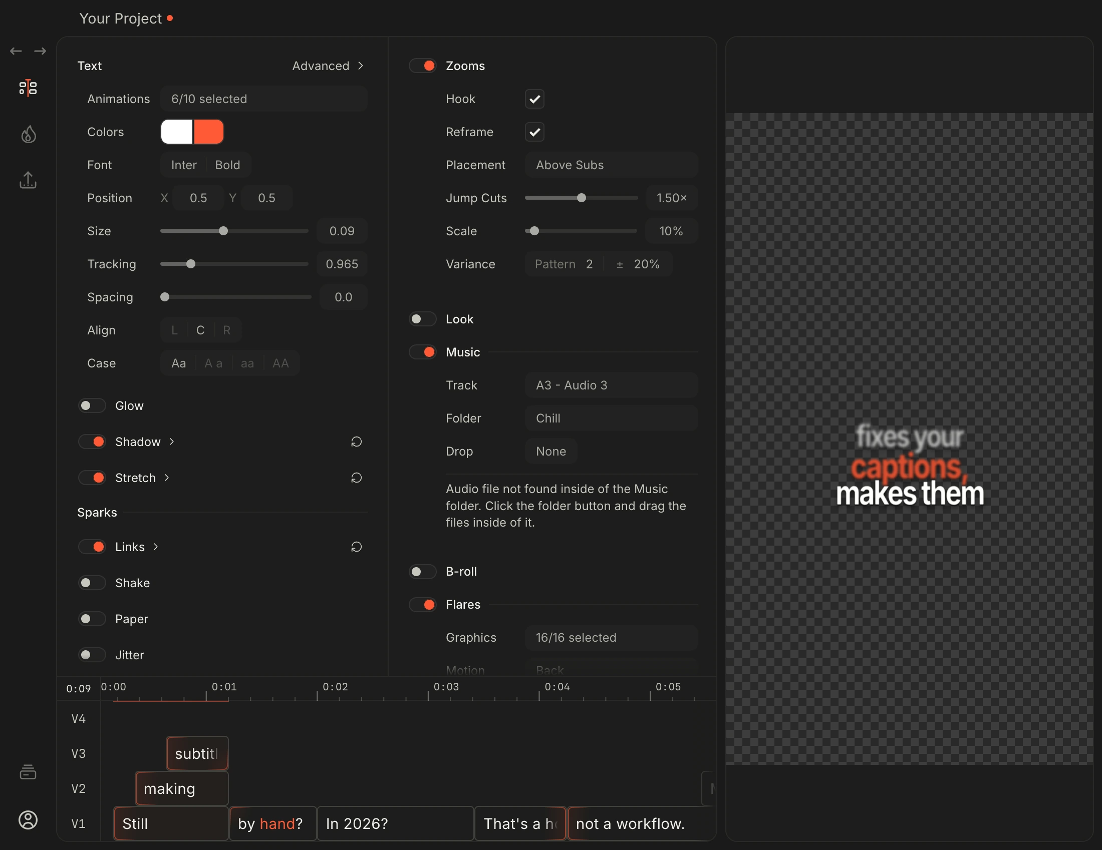 Ember's subtitle editing interface